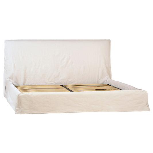 Celesteus Bed - Linen Upholstered Slipcover and Birch Wood Frame - Natural White