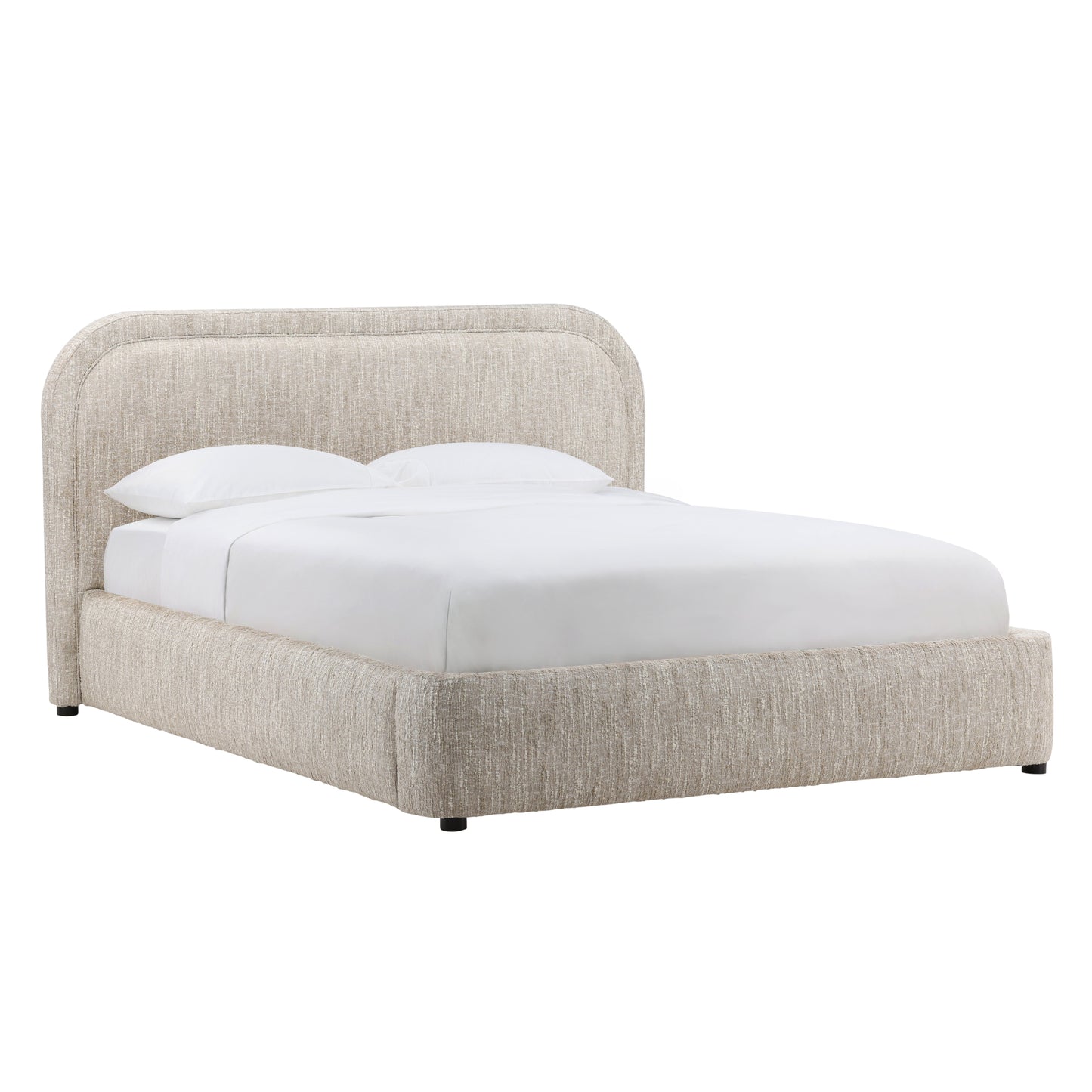 Evangelinea Bed - Polyester Blend Upholstery and Birch Wood Frame - Napa Beige