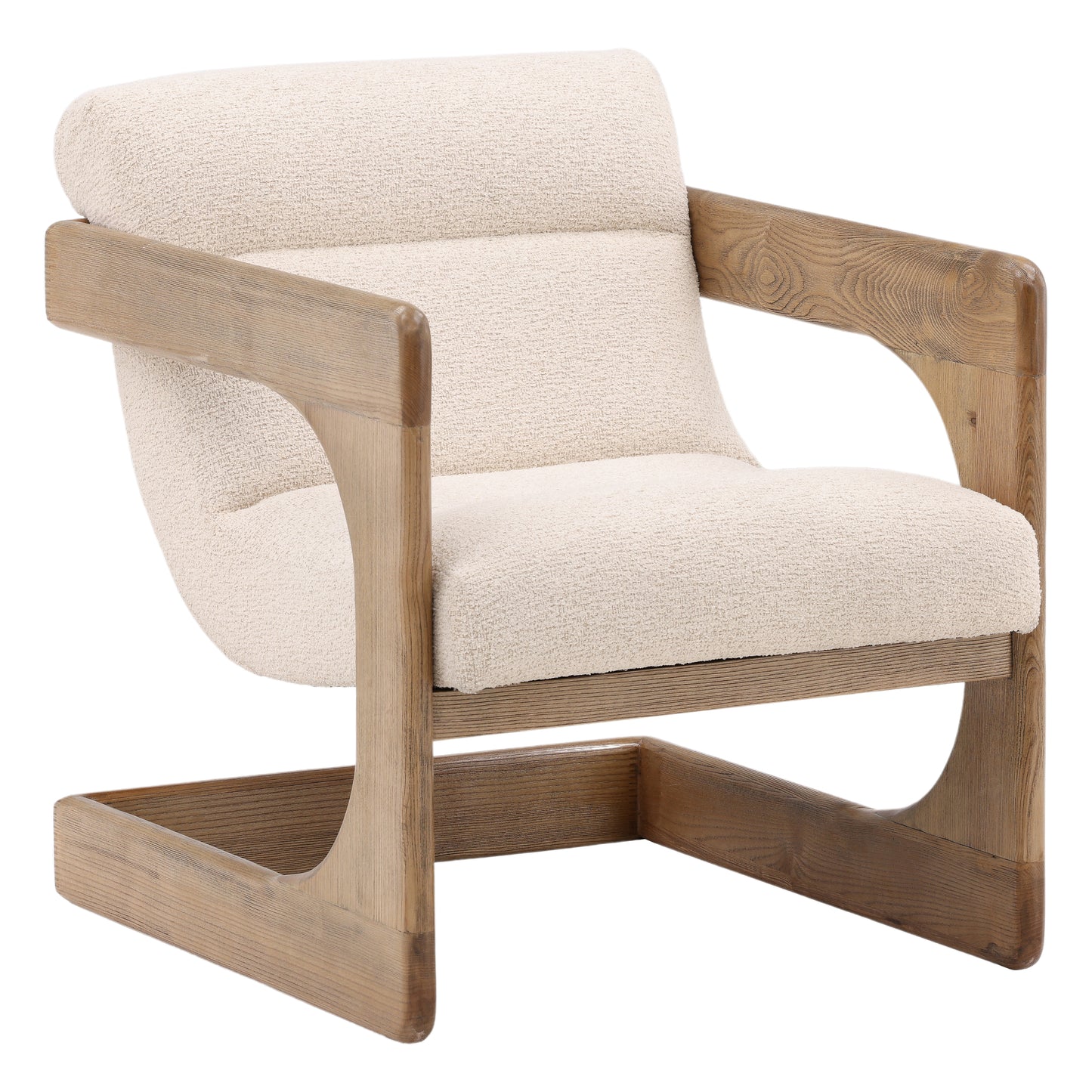 Alaricine Occasional Chair - Polyester Upholstery and Ash Wood - Everest Cream and Natural