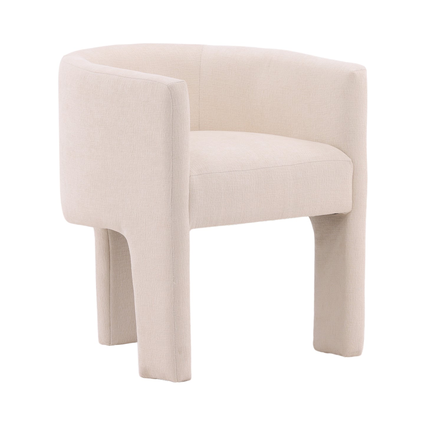 Lucianae Dining Chair - Polyester Fabric and Solid Pine Wood - Grenoble Cream