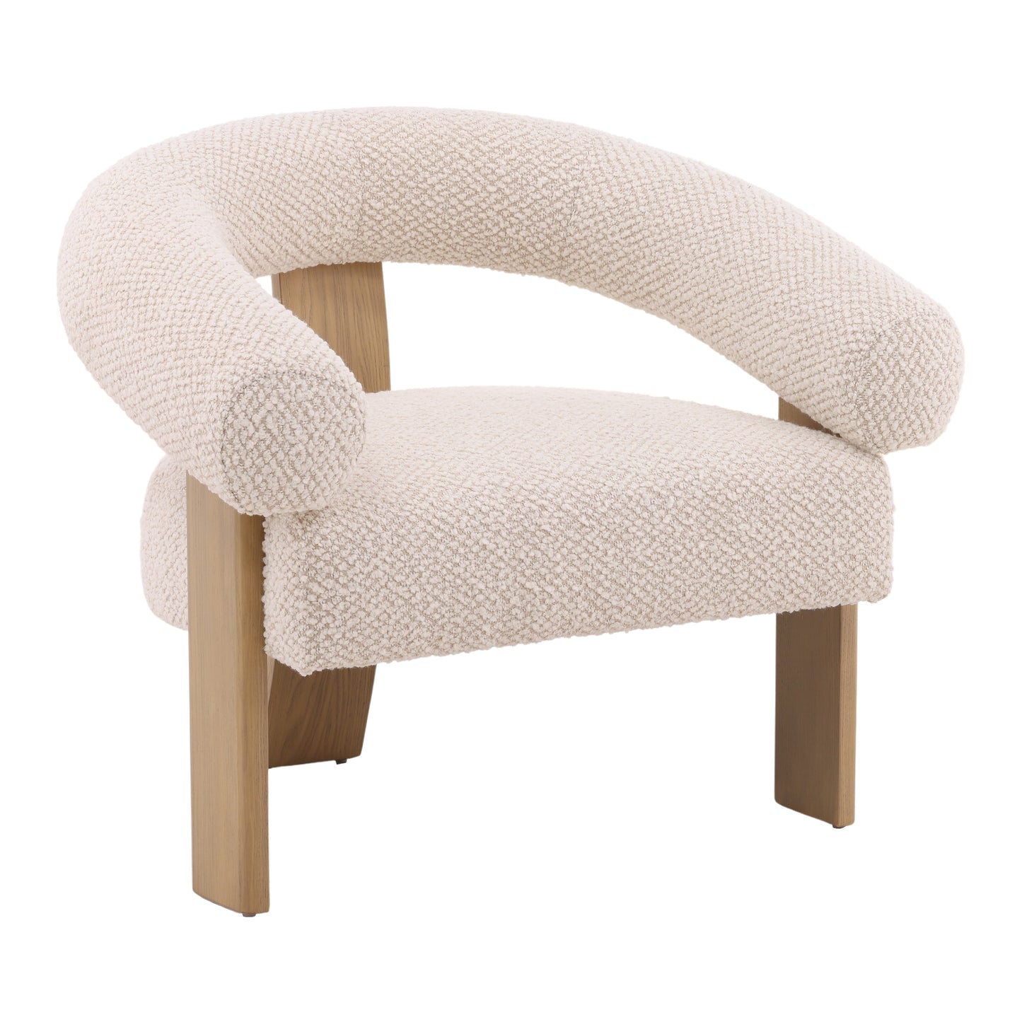 Henriettaa Occasional Chair - Boucle Fabric and Ash Wood - Cream and Natural