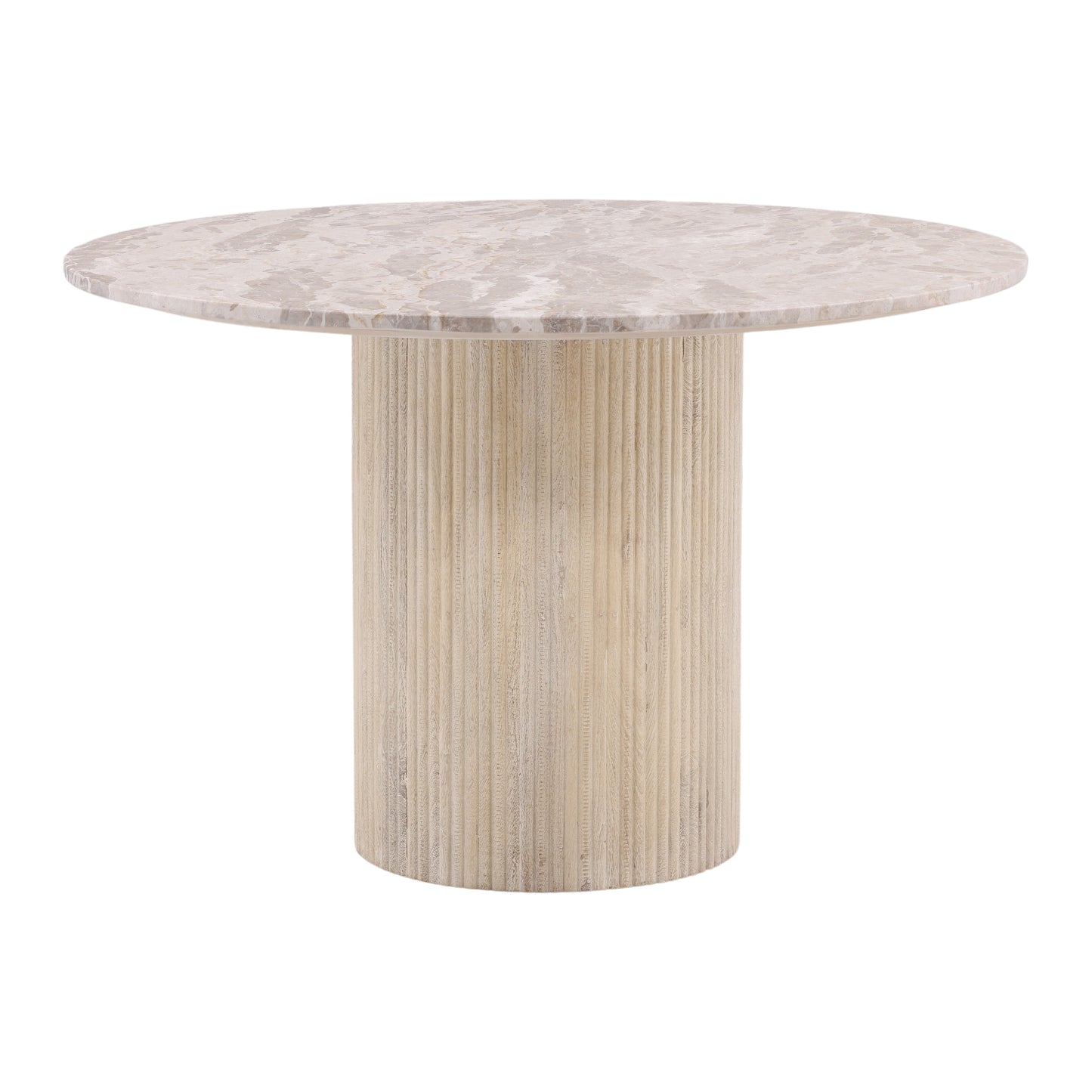 Everetta Dining Table - Tendu Marble and Mango Wood - Light Natural