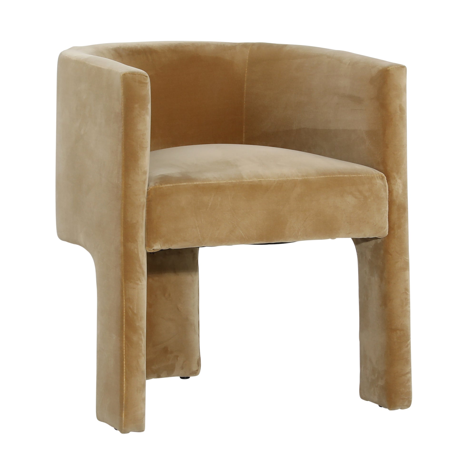 Genevieveette Dining Chair - Polyester Velvet Upholstery and Solid Pine Wood - Camel