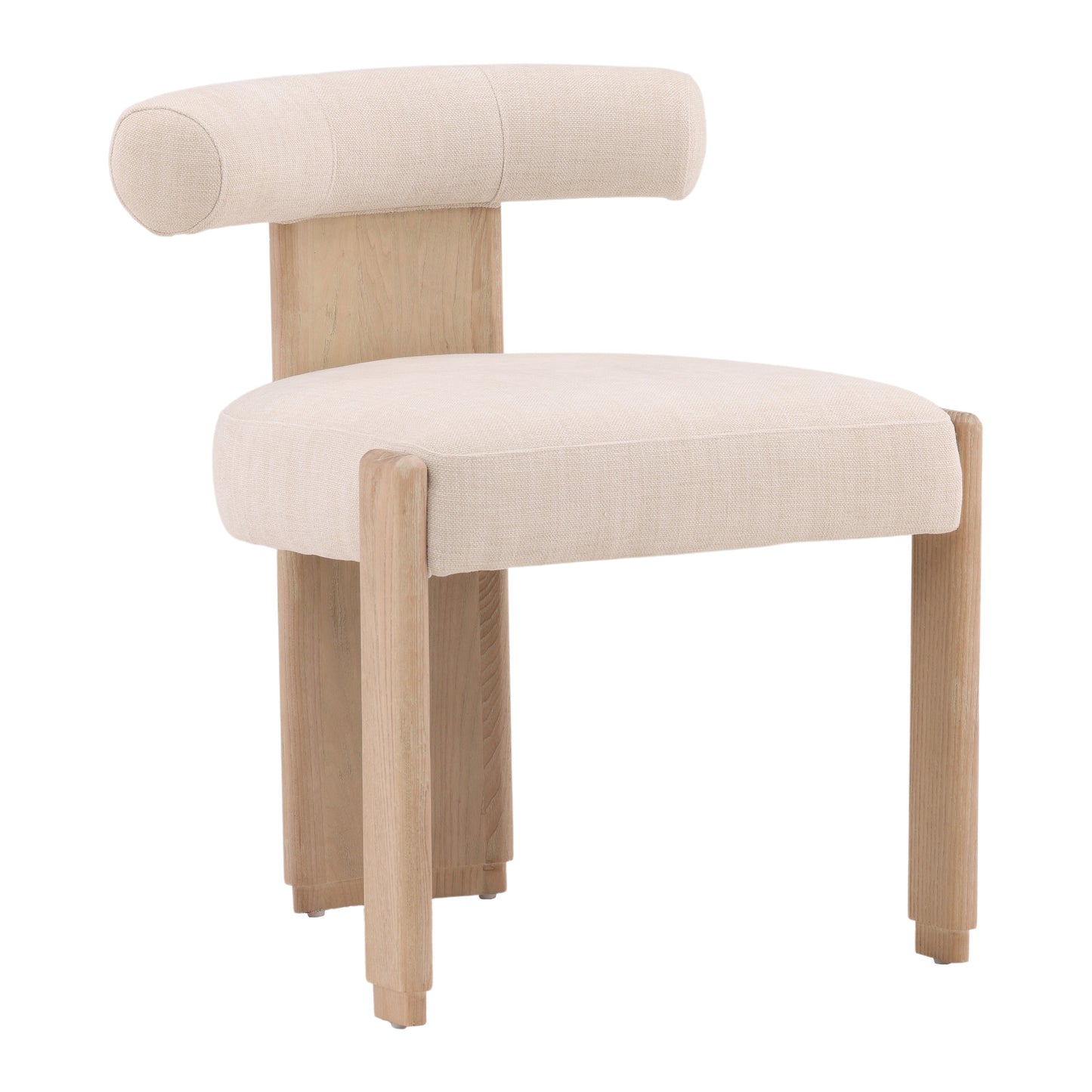 Isadoraette Dining Chair - Multi-Tone Basketweave Fabric and Rubber Wood - Cream and Natural
