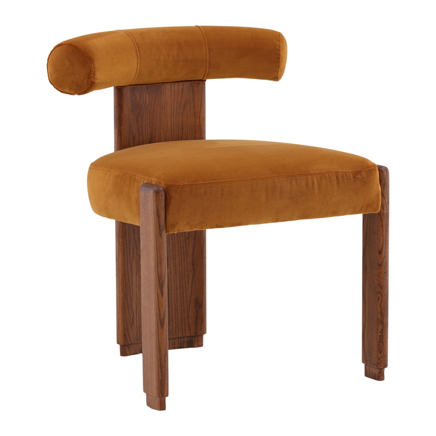Leonoraette Dining Chair - Polyester Velvet Fabric and Rubber Wood - Hudson Ginger and Brown