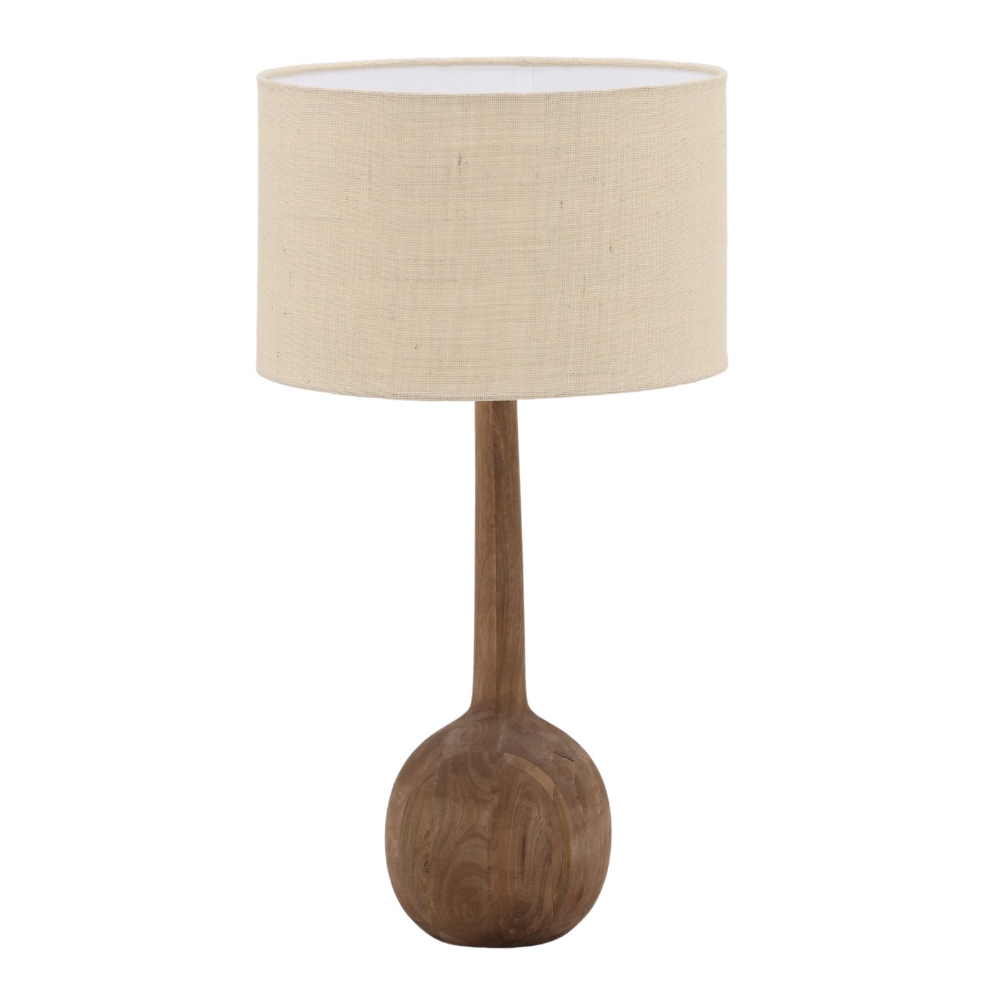 Celesteine Table Lamp - Mango Wood and Jute Shade - Medium Brown and Beige Shade