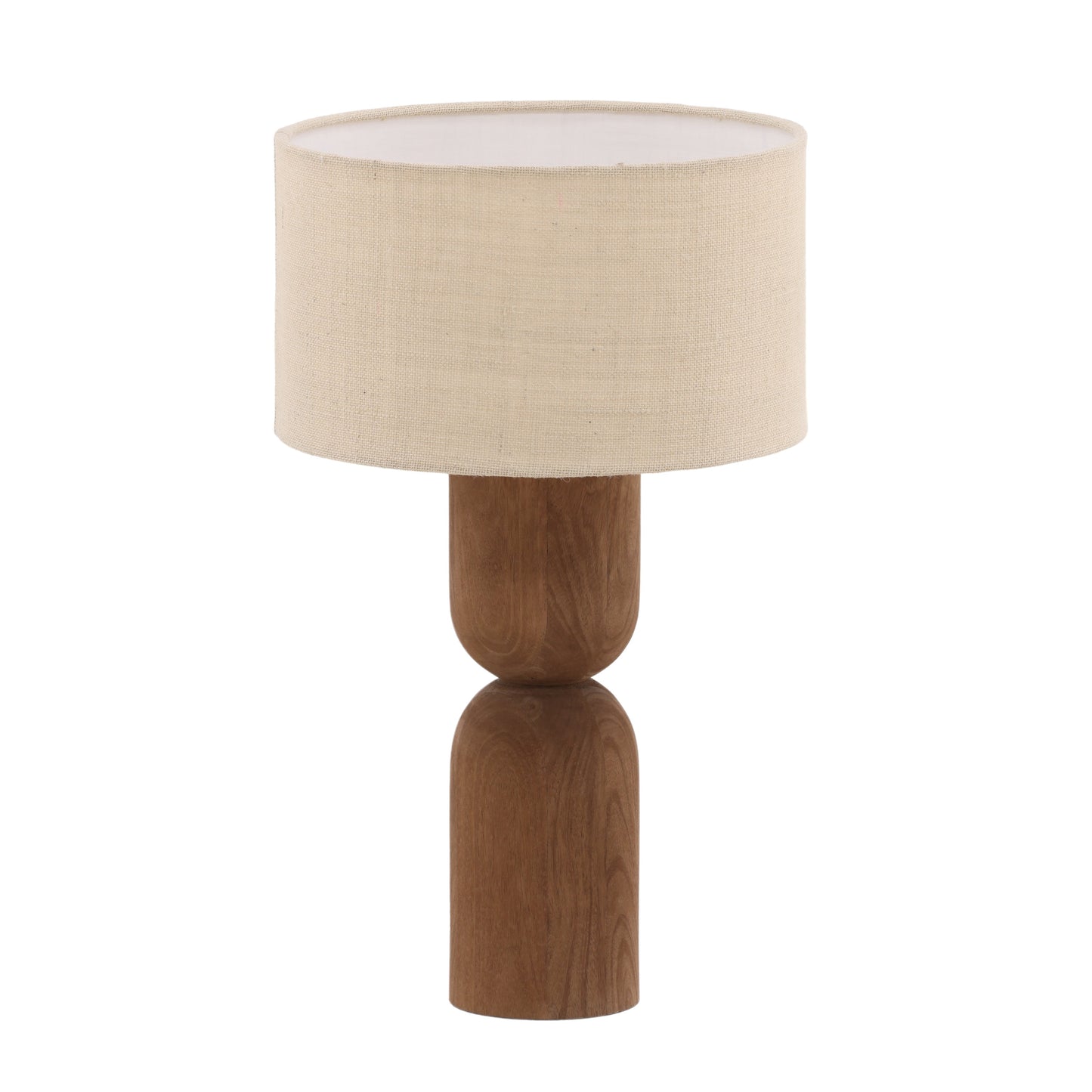 Theodoraus Table Lamp - Mango Wood and Jute Shade - Medium Brown and Beige