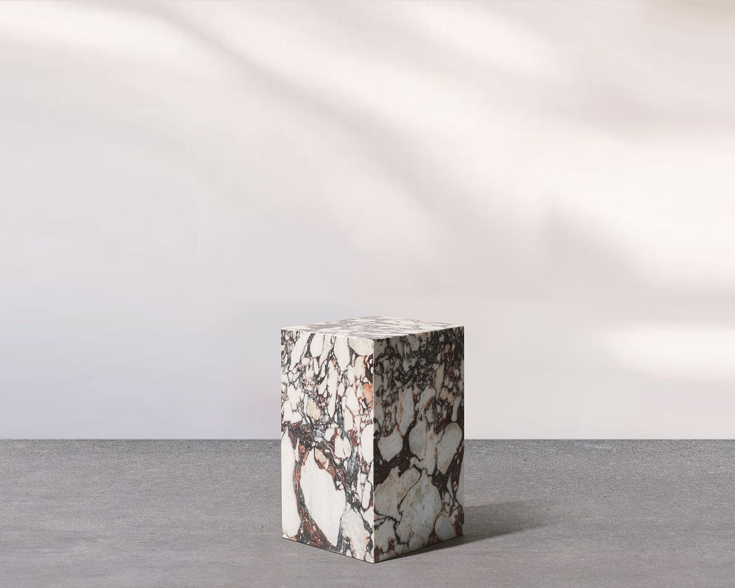 Kaia Marble Plinth Block Tall End Table - Calacatta Viola
